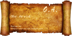 Ohr Arvid névjegykártya